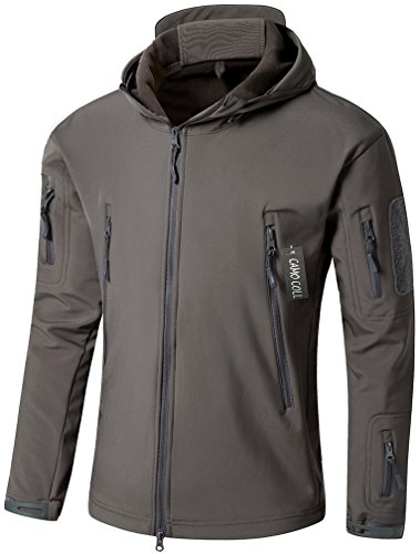 Camo Coll Men’s Outdoor Soft Shell Hooded Tactical Jacket (L, Dark Gray ...